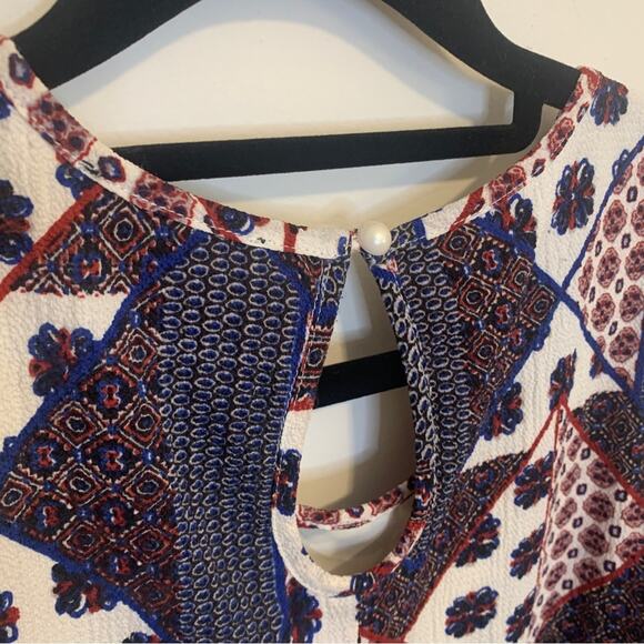 PaperMoon Patterned Cold Shoulder Ruffle Sleeve Mini Dress Large - Picture 7 of 11